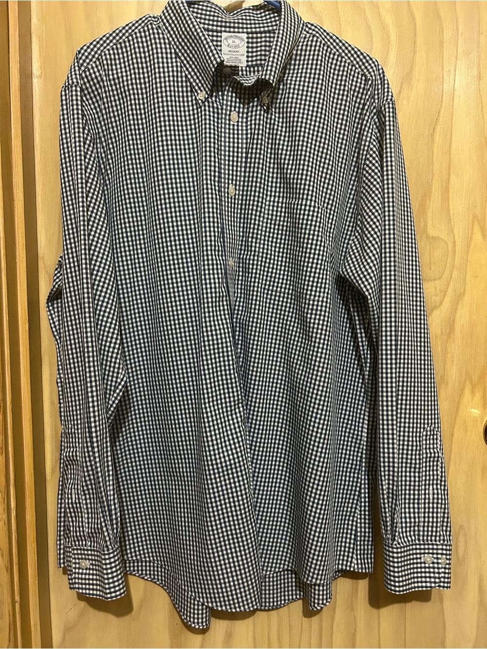 Brooks Brothers Navy and White Gingham Button-Down Shirt